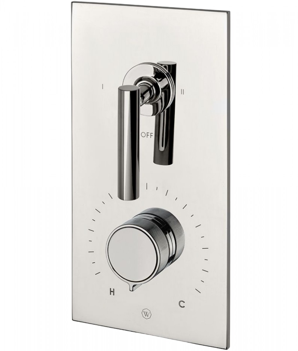 Bond Solo Series Integrated Thermostatic and Two Way Diverter Trim with Knob and Straight Lever Handles | Highlight image