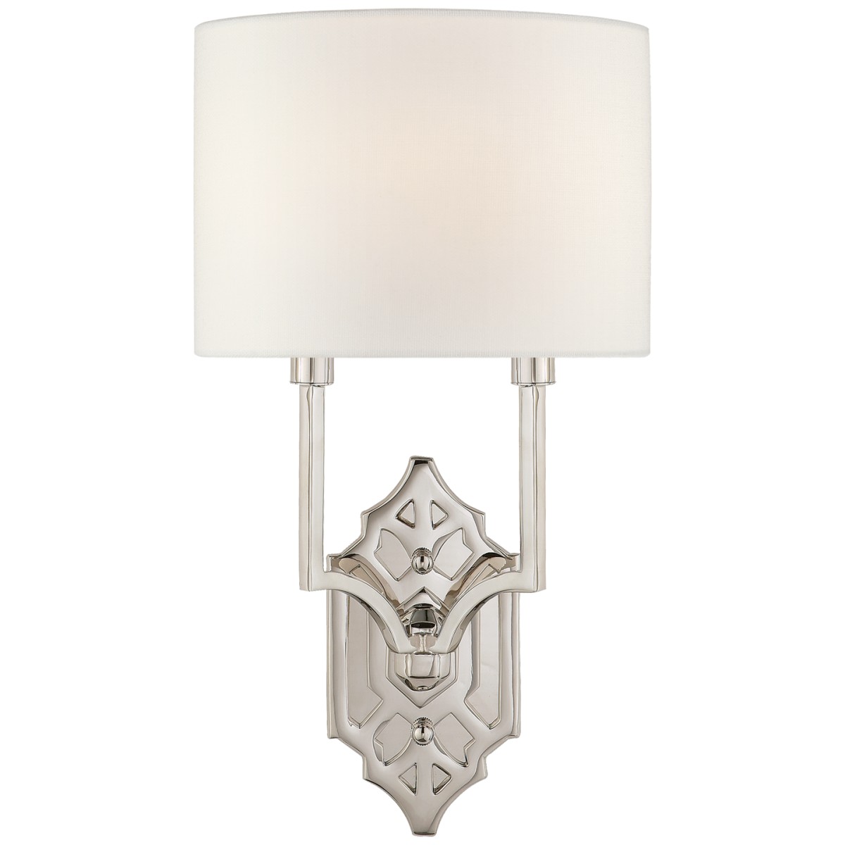 Silhouette Fretwork Sconce with Linen Shade