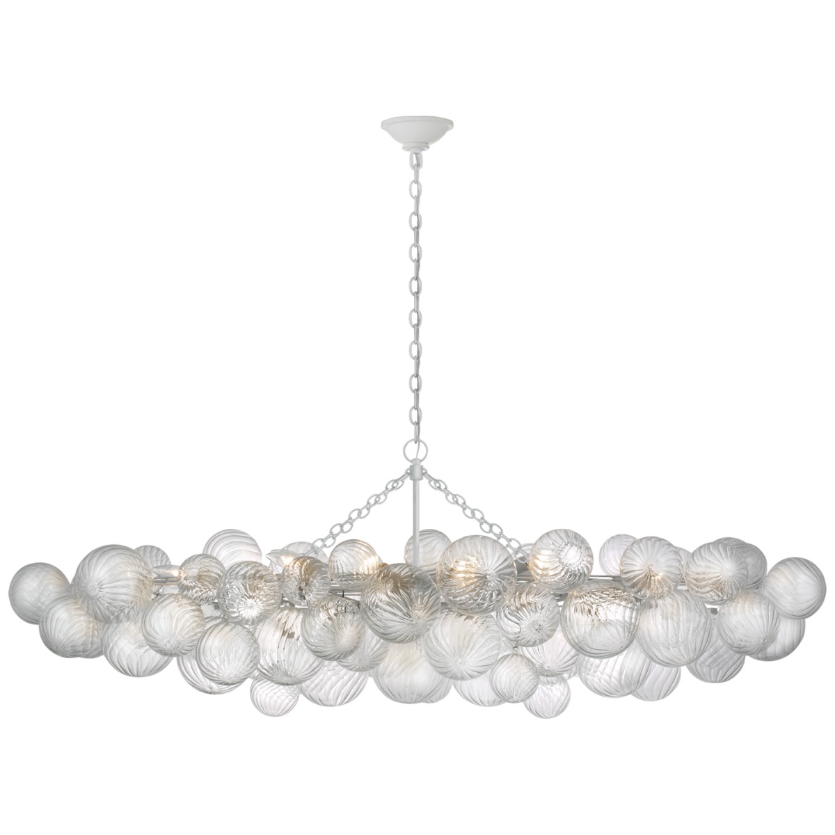 Talia Large Linear Chandelier with Clear Swirled Glass | Highlight image