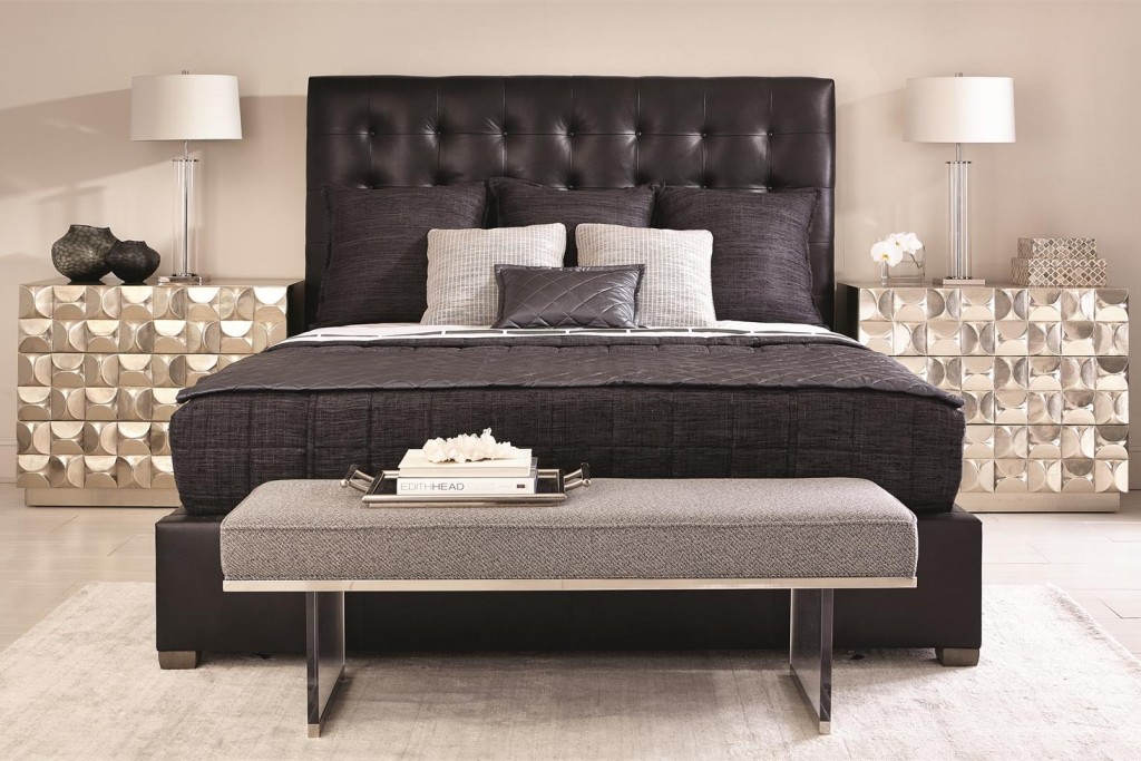 Avery Leather Panel Bed | Highlight image 1