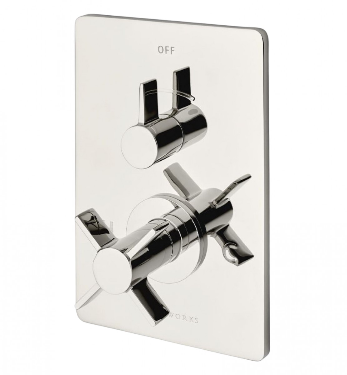 Finot Integrated Thermostatic and Volume Control Trim with Cross Handle | Highlight image