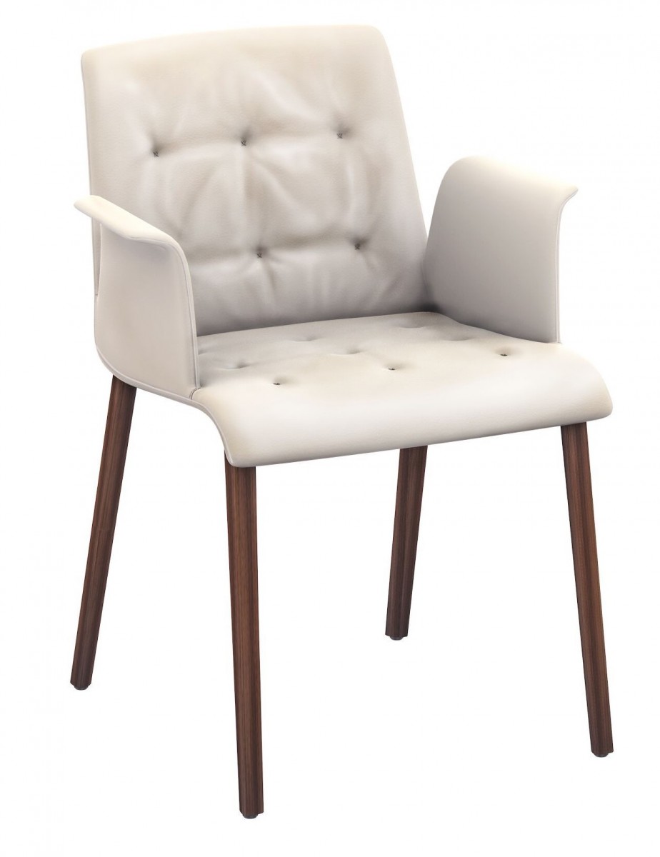 Liz Wood Chair, Soft Upholstered & Tufted, Arms, Low Back | Highlight image