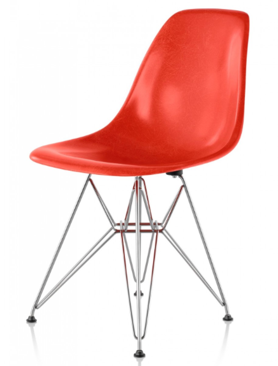 Eames Molded Fiberglass Side Chair, Wire Base