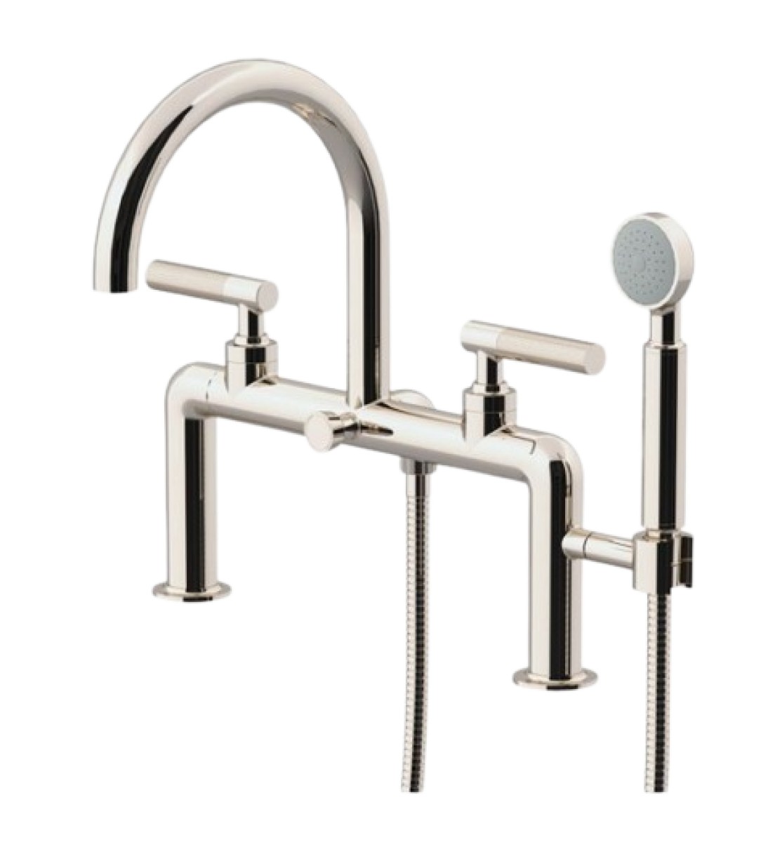 Bond Union Series Deck Mounted Exposed Tub Filler with Handshower and Guilloche Link Lever Handles | Highlight image