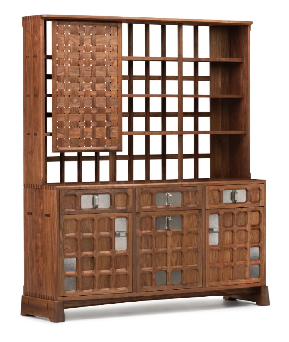 Arts and Crafts 3-Unit (1 Panel/3 Top Drawer/2 Door/1 Central Box Drawer) Tall Cabinat | Highlight image