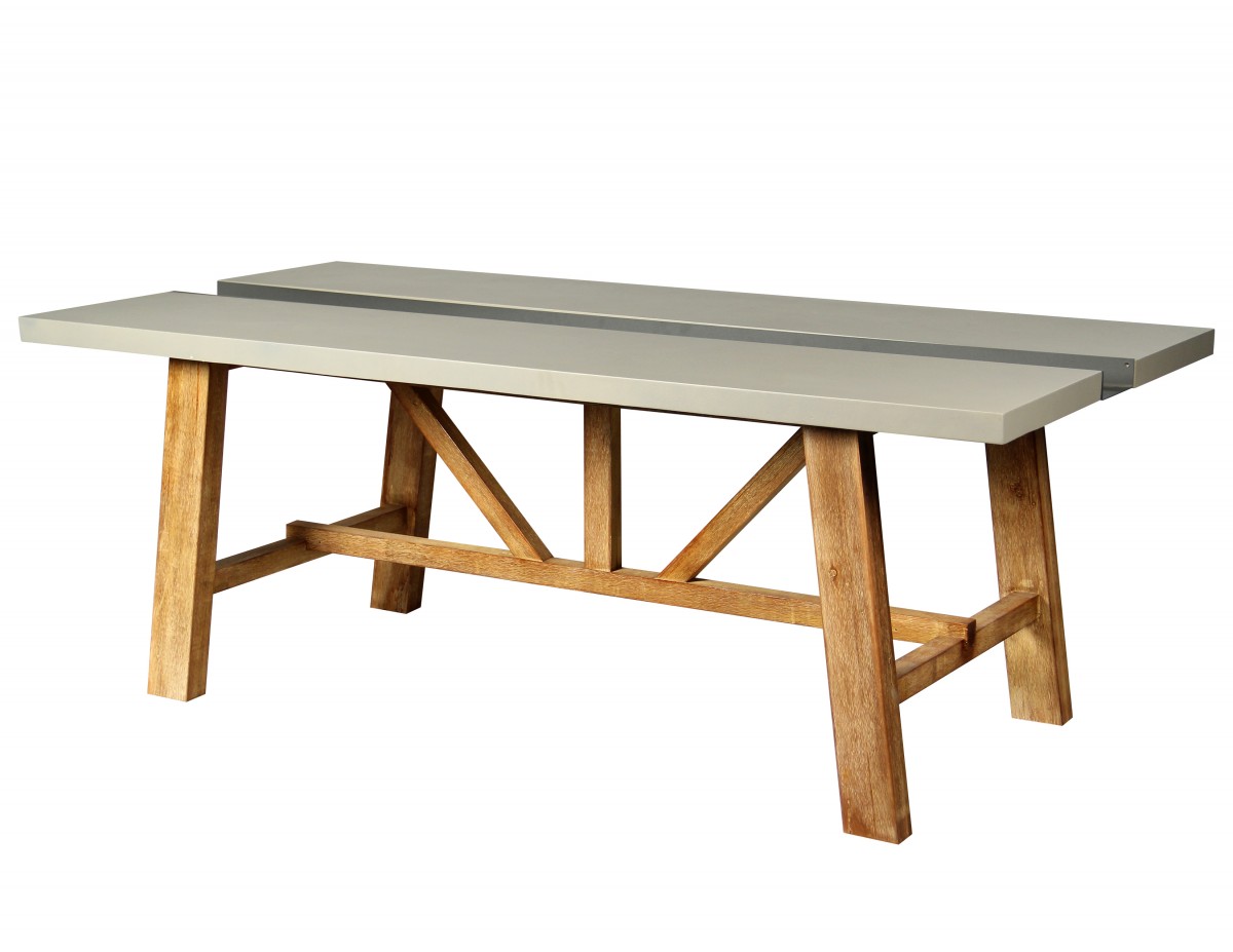 Rectangular Limestone Table - 2 Straight-Edge Panels with Metal Tray | Highlight image