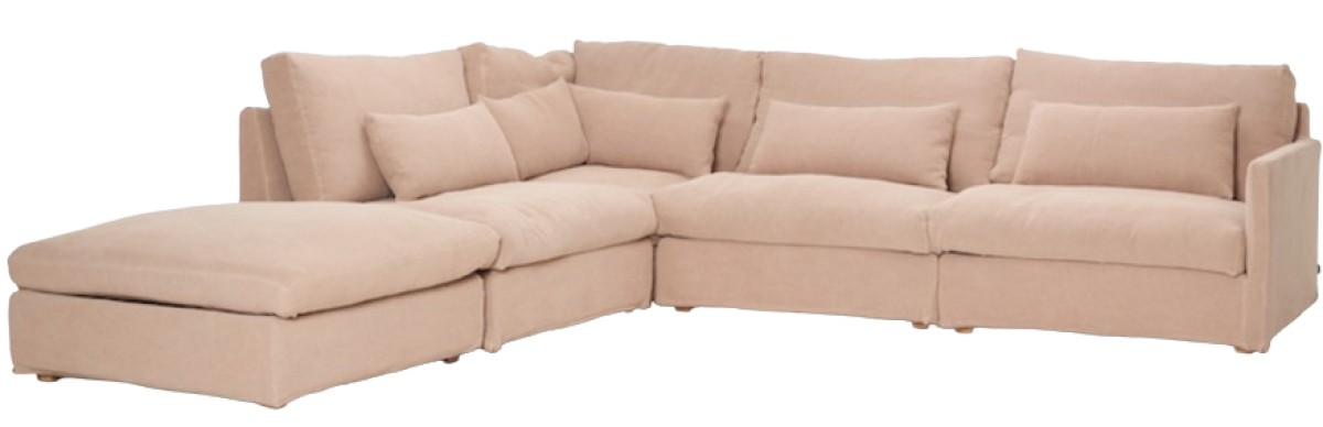 Island / Atoll Plus Modular Sectional Sofa with Loose Cover: Corner, No-Arms, 1-Arm RHF, and Ottoman | Highlight image