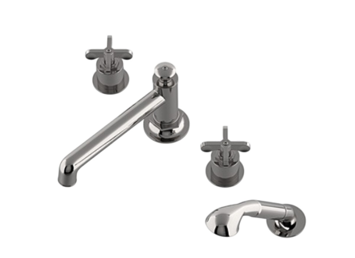 Henry Concealed Tub Filler with Handshower and Cross Handles | Highlight image