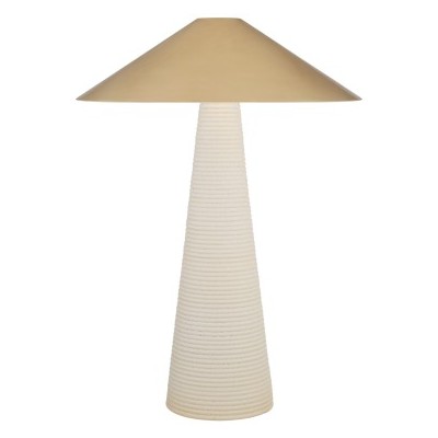 Visual Comfort Bryant Modern Antique Brass Linen Shade Table Lamp - Small  Tall (28 - 32 H)