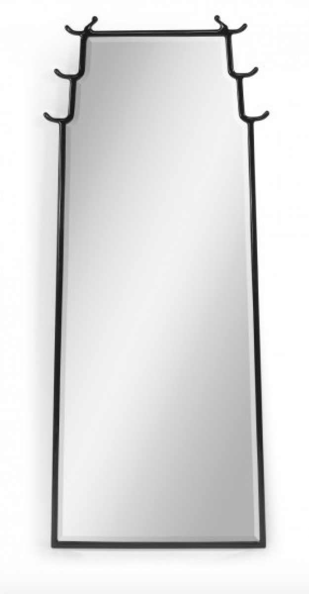 Asian Fusion Smoky Black Floor Standing Mirror | Highlight image