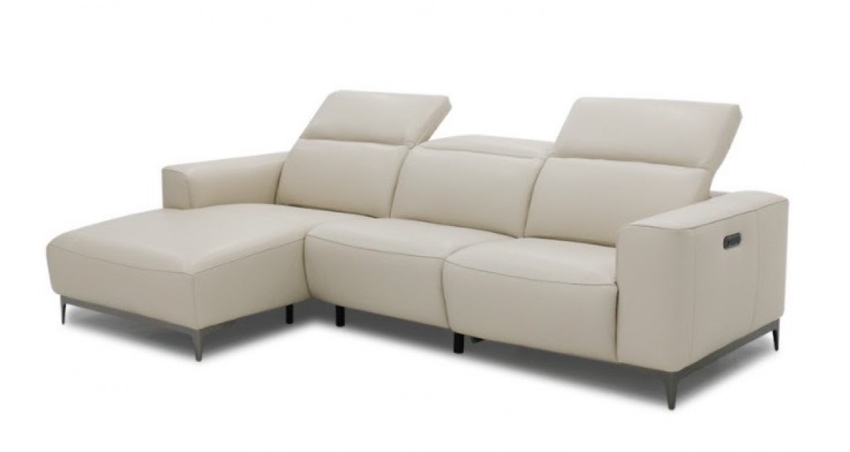 Domicil Algebra DM-A0138-PR Sectional Sofa: Left Arm Chaise, Armless Chair, and Right Arm Reclining Chair