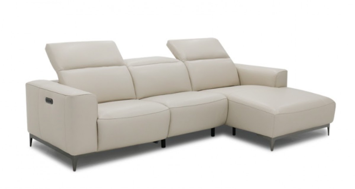 Domicil Algebra DM-A0138-PR Sofa L-Shape: Left Arm Reclining Chair, Armless Chair, and Right Arm Chaise