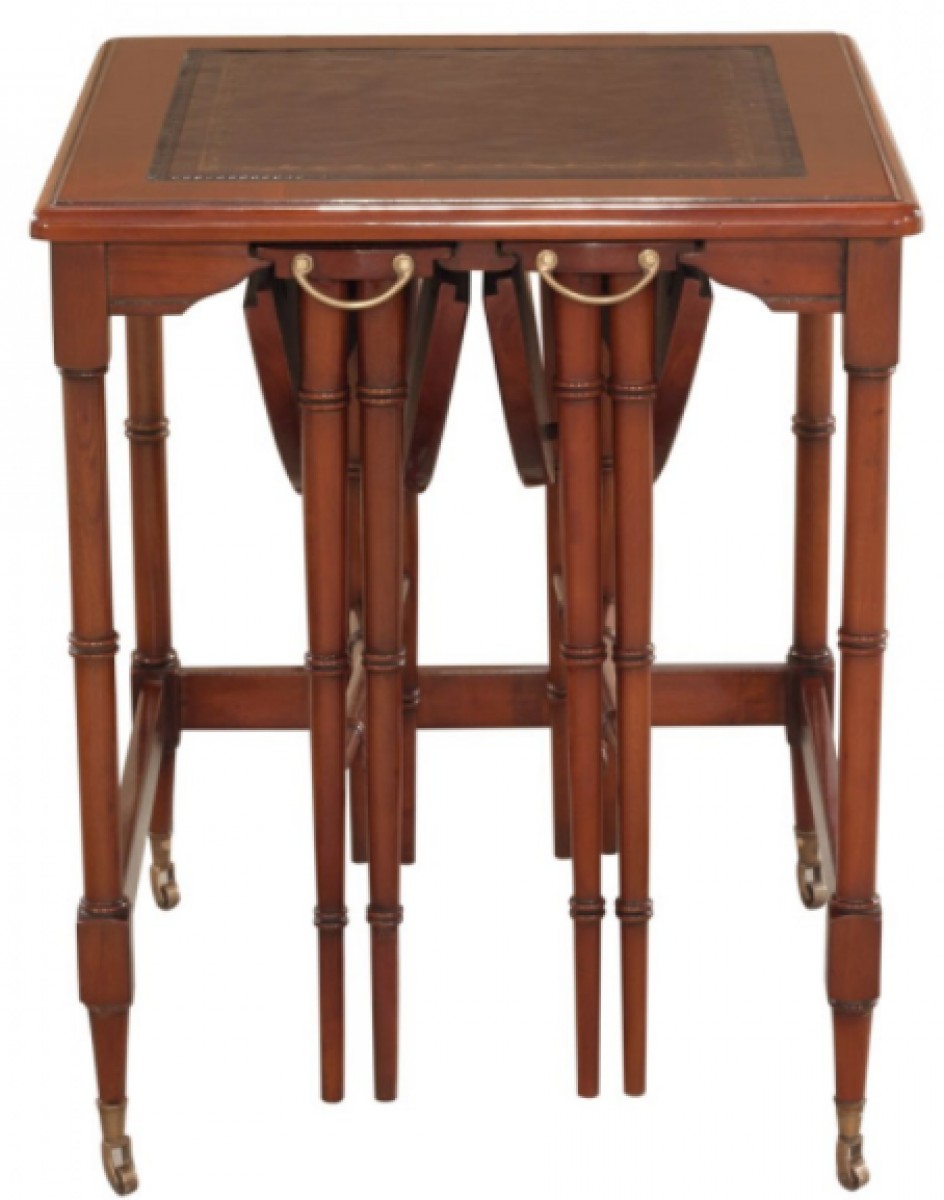 Table Set, Nesting Group 3 Pcs, Leather Top | Highlight image