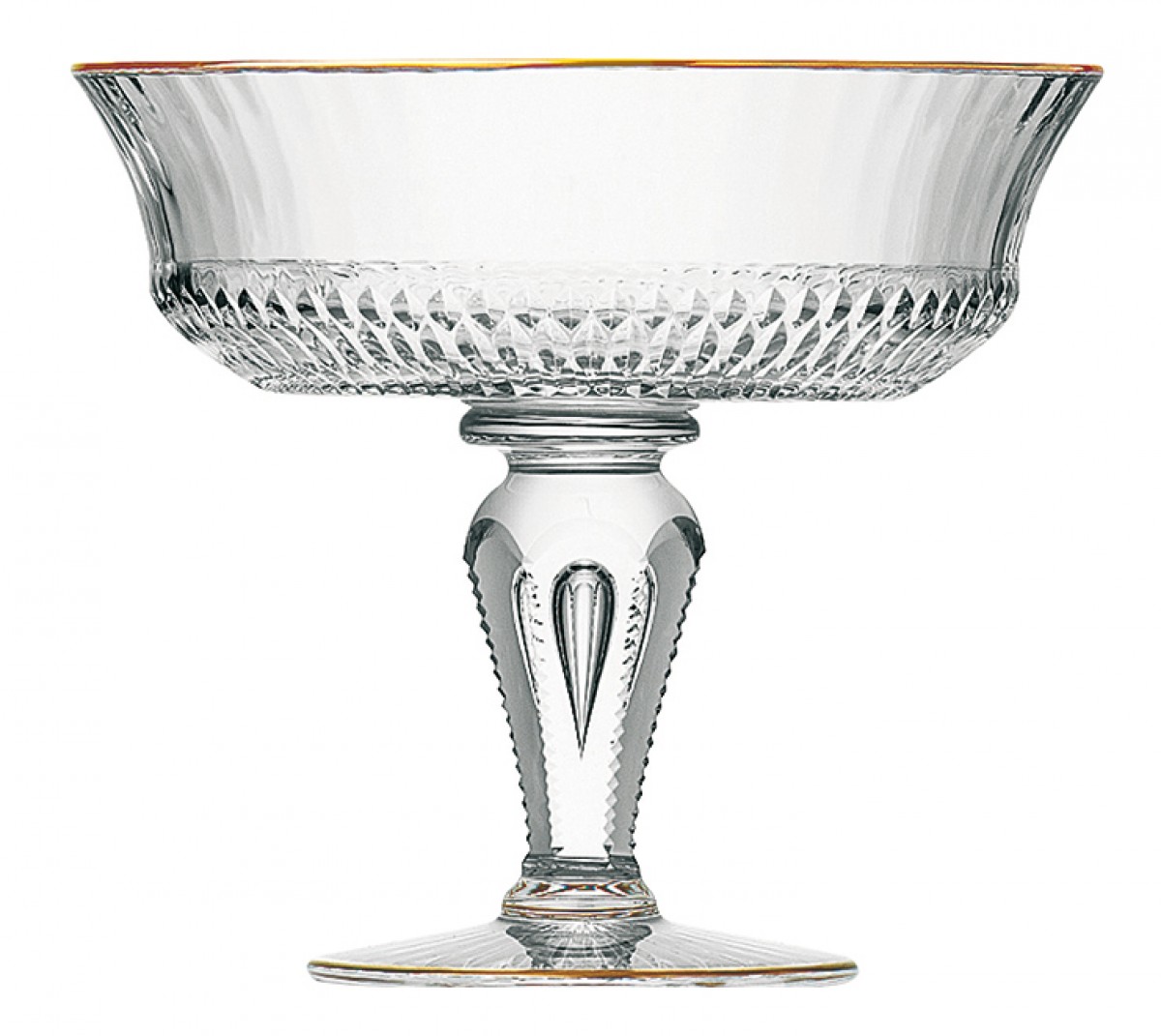 Apollo Footed Bowl Gold Rim - Clear