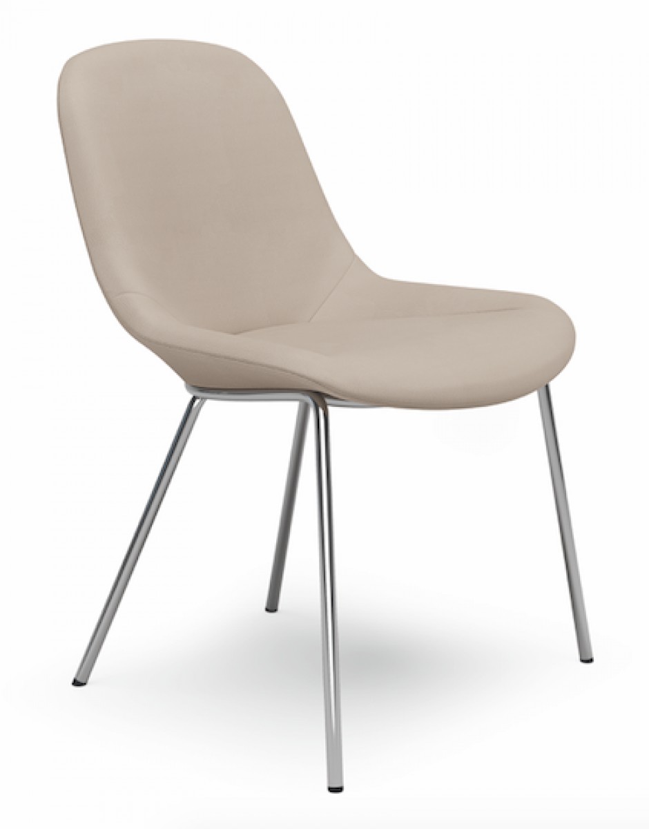 Sheru Chair, Steel Legs, No Arm (Formal Upholstery Look)