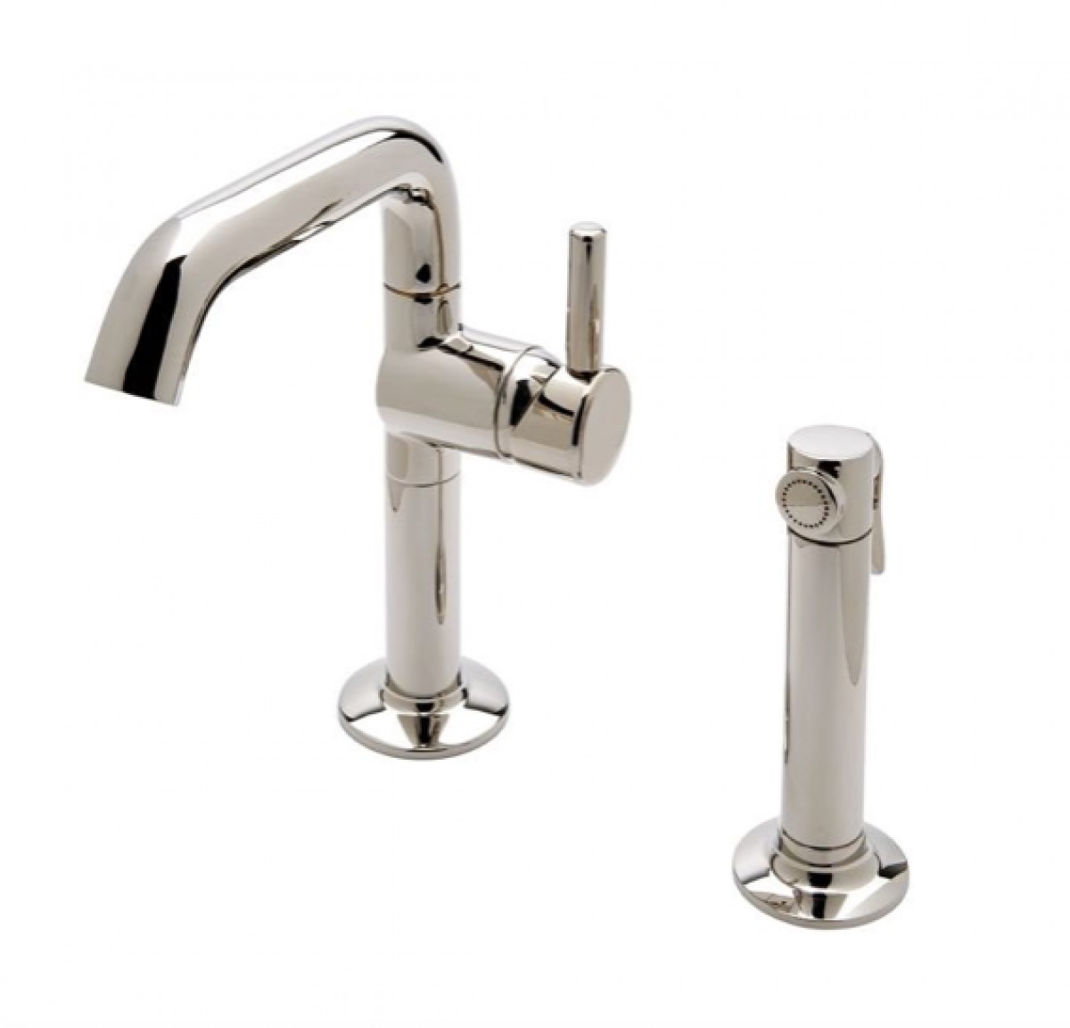 .25 One Hole High Profile Kitchen Faucet, Short Metal Handle and Metal Spray