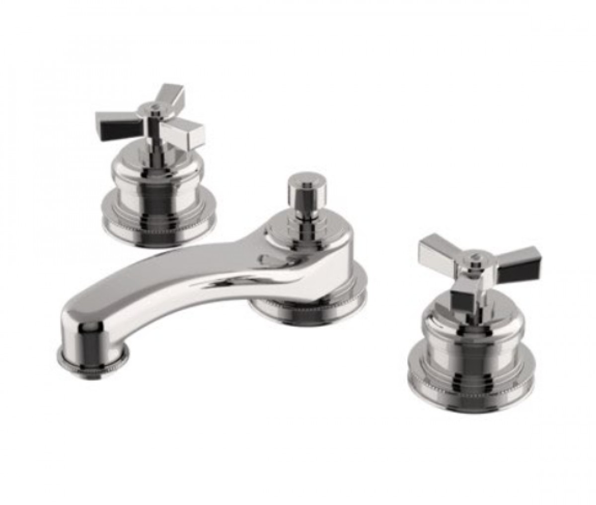 Aero Low Profile Three Hole Deck Mounted Lavatory Faucet with Metal Cross Handles