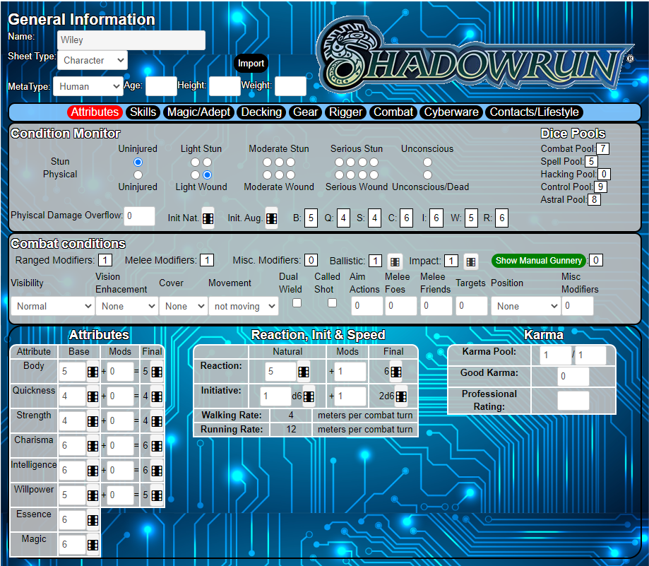 Shadowrun Character Sheet - dicegeeks