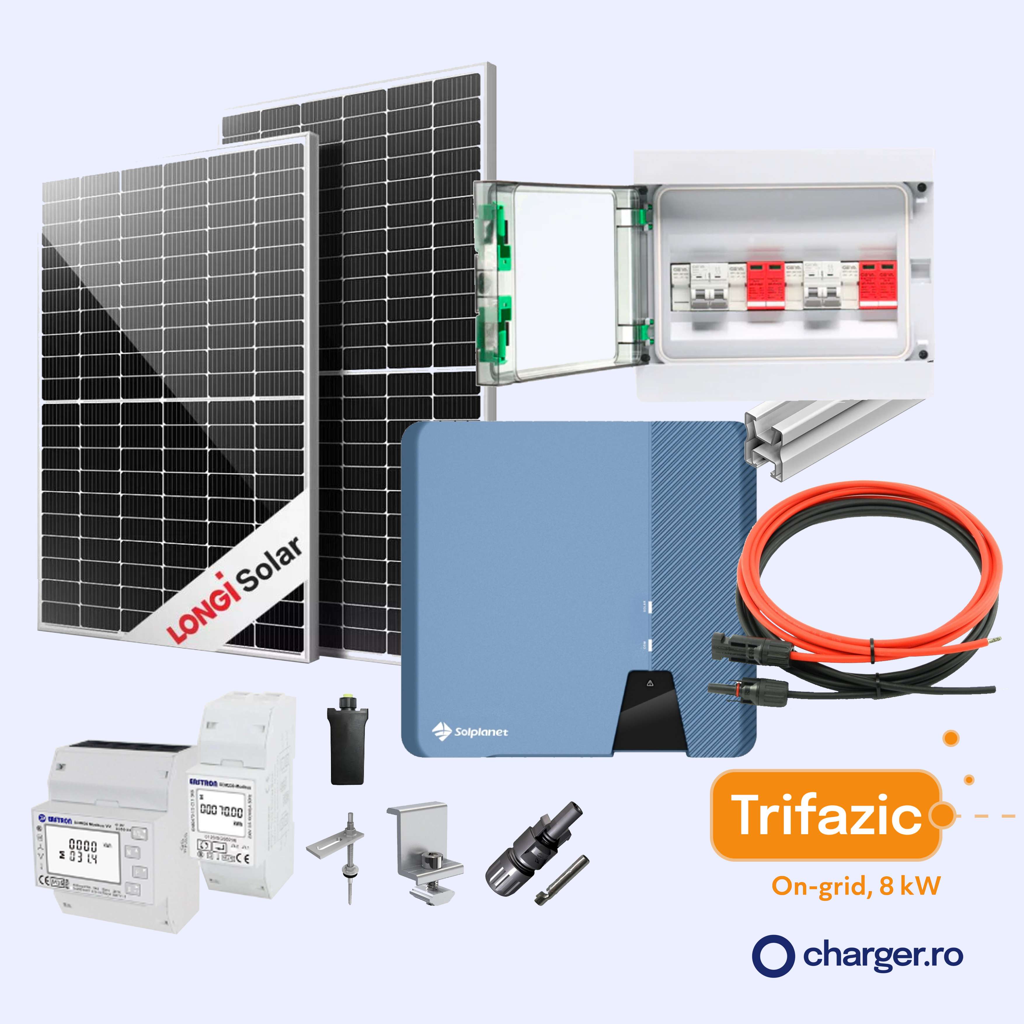 Kit Sistem Fotovoltaic 8 kW - On grid, trifazic