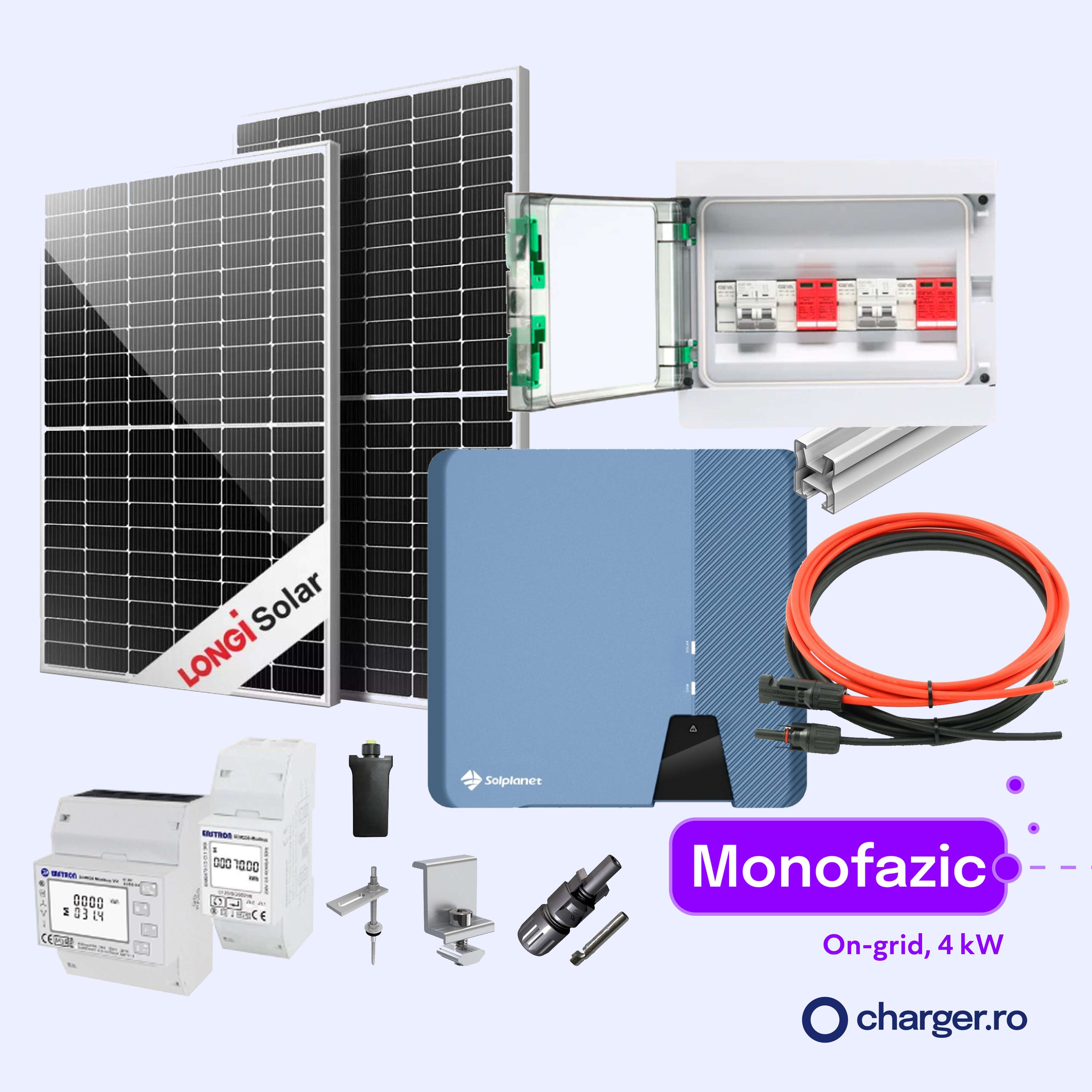 Kit Sistem Fotovoltaic 4 kW - On grid, monofazic