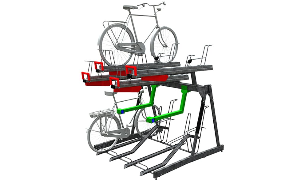 Rastel biciclete dublu CapaCity VelopA, cu puncte de încărcare biciclete electrice