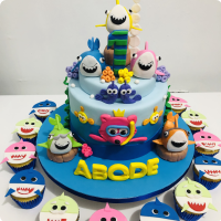 ABCDE Baby Shark Custom Cake