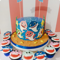 Shark Fam Baby Shark Custom Cake