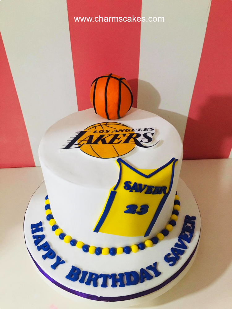 Lakers Basketball Birthday Cake - Fondant | cakewaves