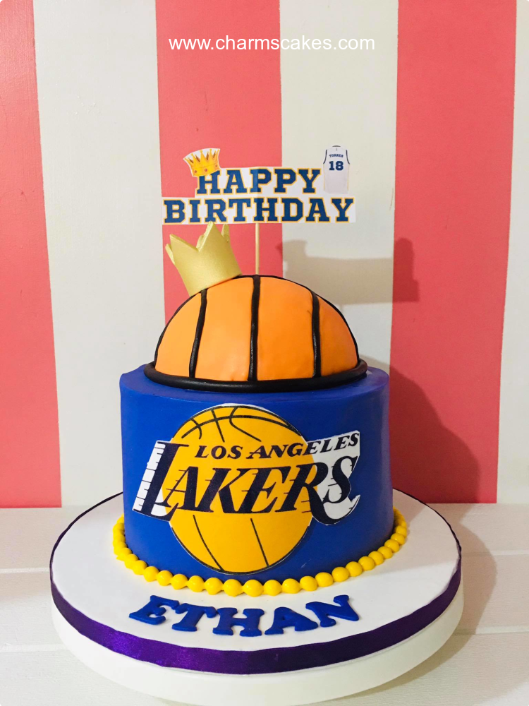 Ethan Lakers Basket Ball Custom Cake