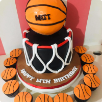 NBA Basket Ball Shape Fondant Cake Delivery In Delhi NCR