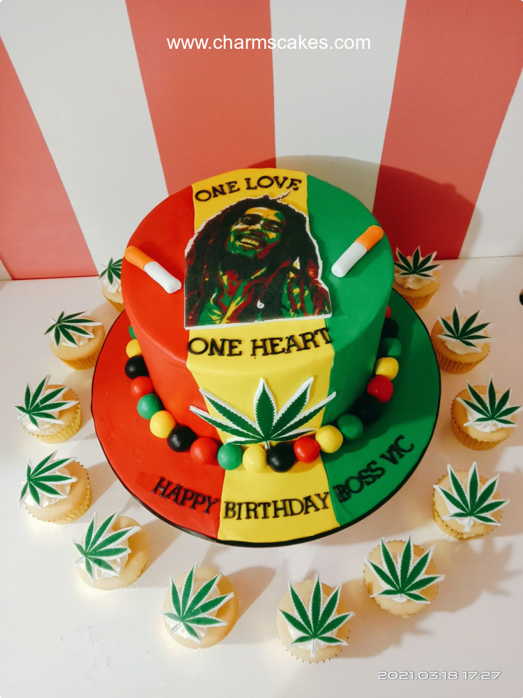 Leaves Bob Marley Custom Cake