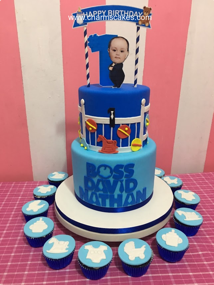 Baby Boss Ombre Cake with logo paper topper – BakeAvenue