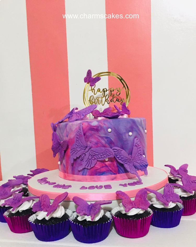 Violet butterflies Butterfly Custom Cake