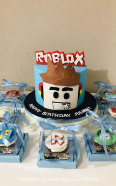 Roblox Cakes Charm S Cakes And Cupcakes - roblox logo roblox cake for boy