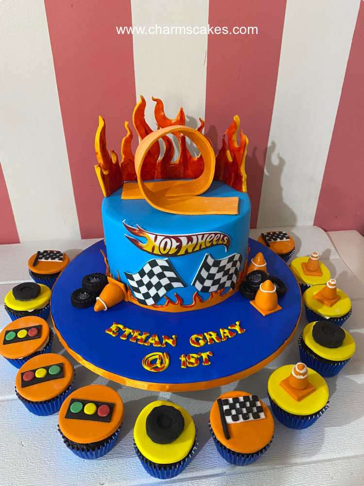 Ethan Hot Wheels Car Custom Cake