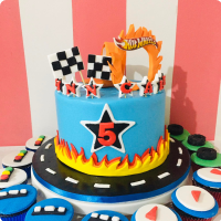 Wheels on Fire Hot Wheels Car Custom Cake