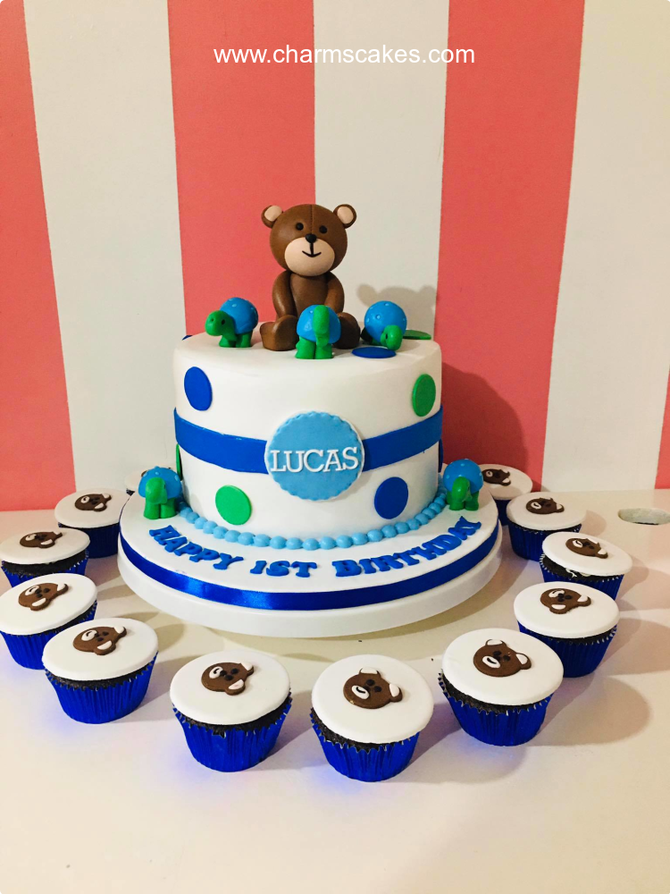 Bear Baptismal (for Boys) Custom Cake