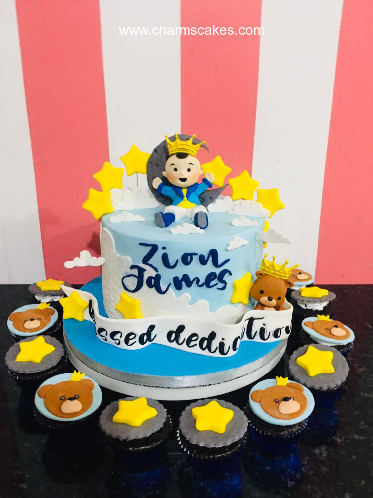 Zion James' Baptismal (for Boys) Custom Cake