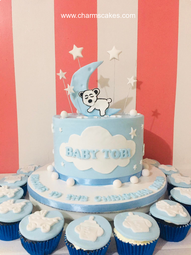 Tobi's Dedication Baptismal (for Boys) Custom Cake