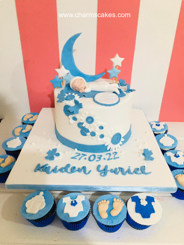 Sleeping Kaiden Baptismal (for Boys) Custom Cake