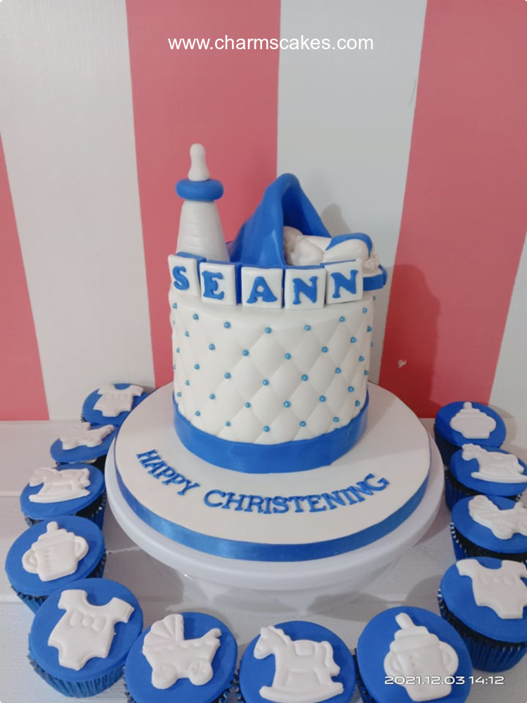 Seann's Christening Baptismal (for Boys) Custom Cake