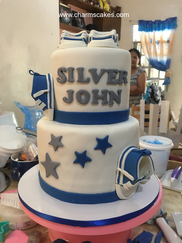 Silver John Baptismal (for Boys) Custom Cake