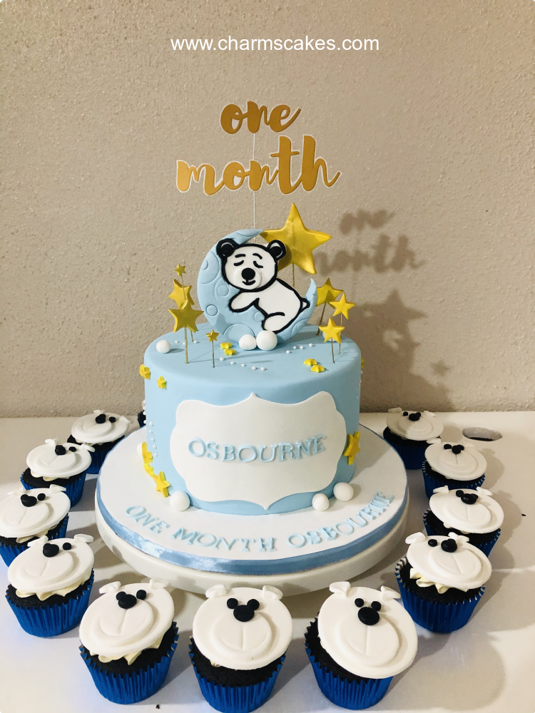 Sleeping Bear Baptismal (for Boys) Custom Cake