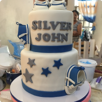 Silver John Baptismal (for Boys) Custom Cake
