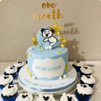 Sleeping Bear Baptismal (for Boys) Custom Cake