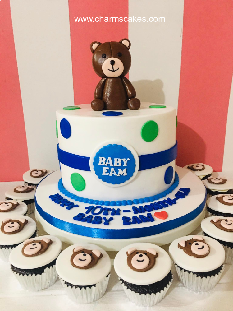 Eam's 10th Month Baptismal (for Boys) Custom Cake