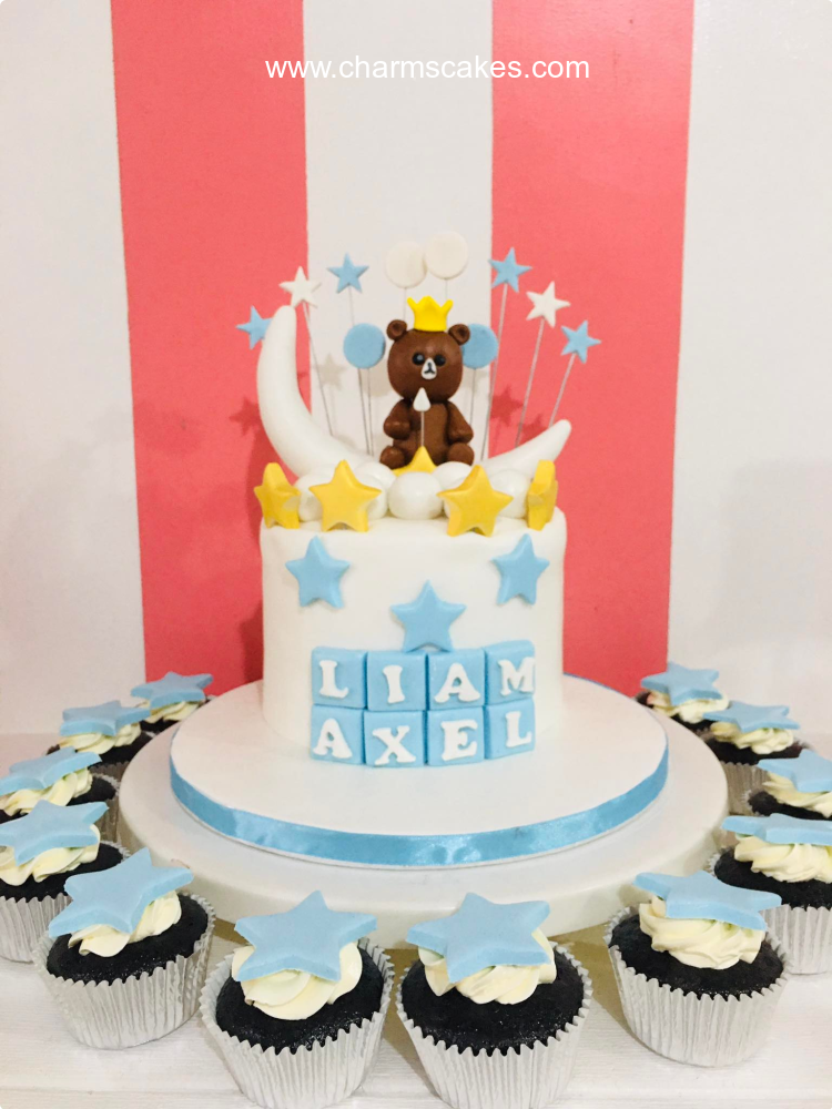 Liam Axel Bear Moon Baptismal (for Boys) Custom Cake