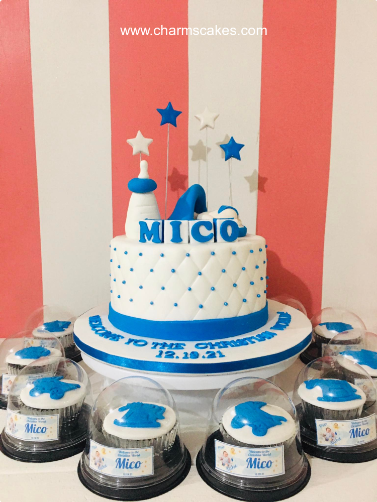 Mico's Christening Baptismal (for Boys) Custom Cake