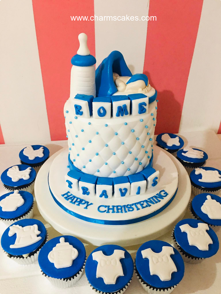 Travis' Baptismal (for Boys) Custom Cake