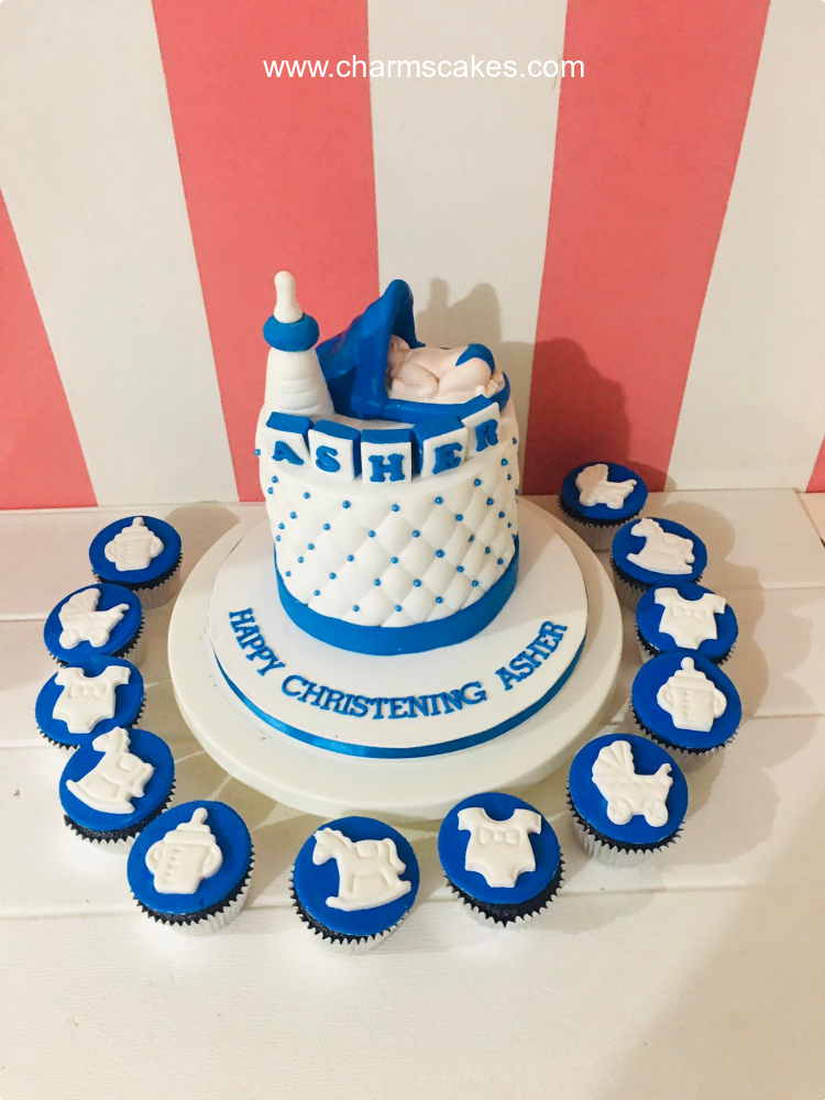 Asher's Christening Baptismal (for Boys) Custom Cake